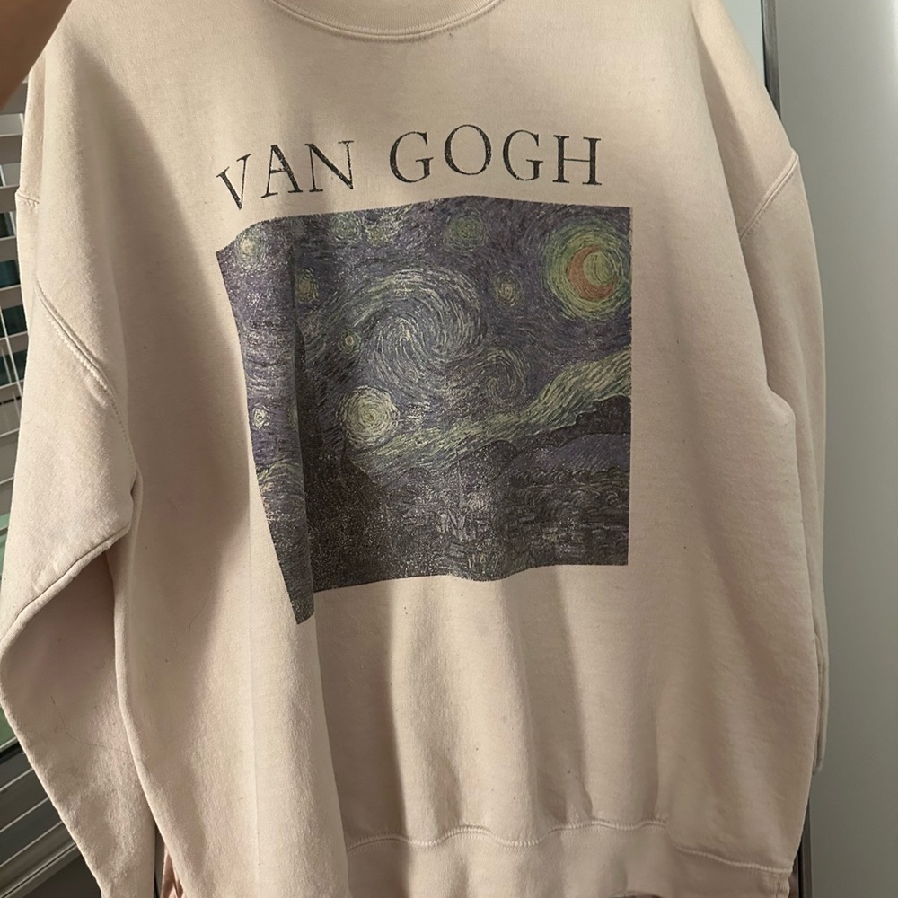 PacSun Cream Crew Neck Sweater Van Gogh Collection